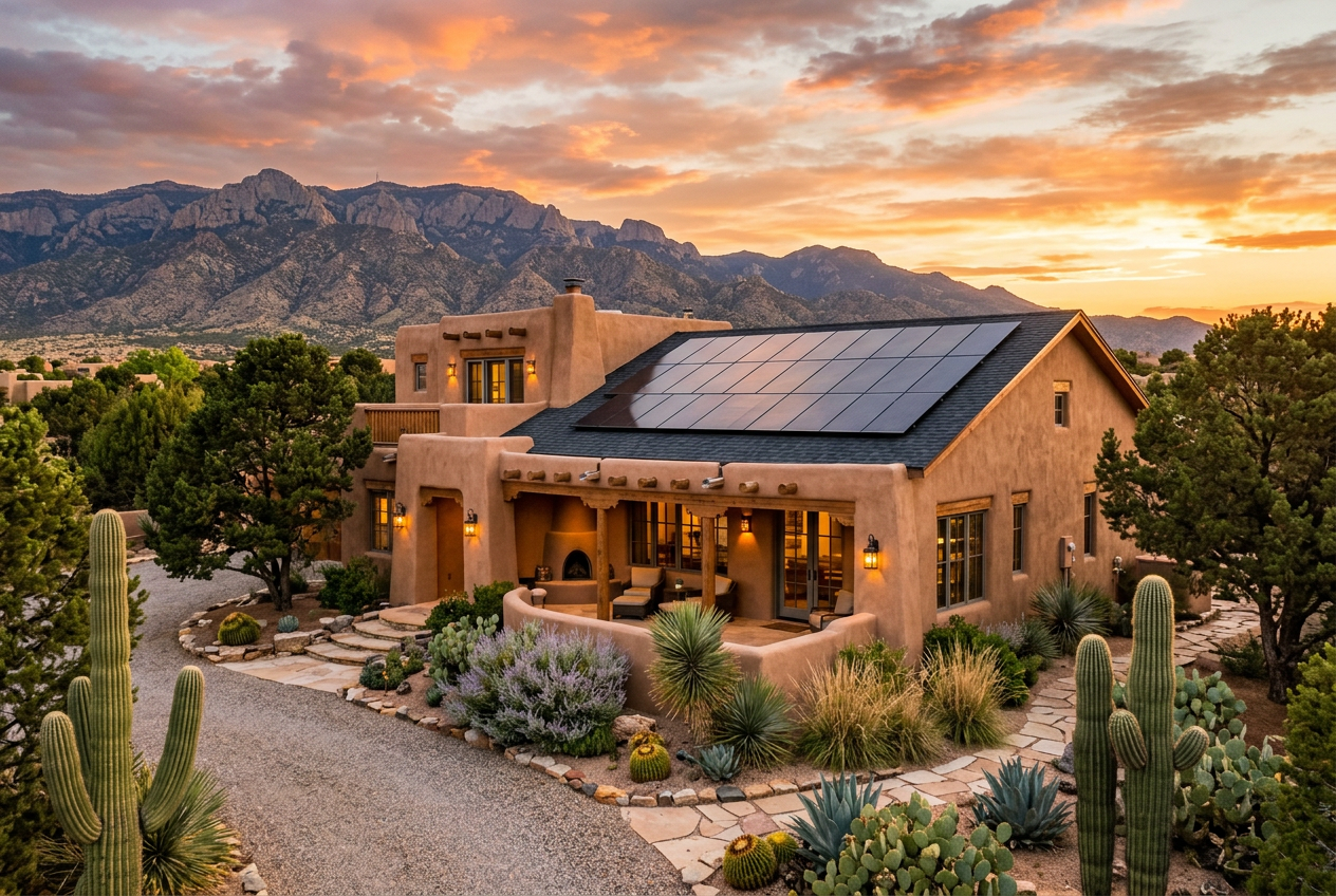 Full residential roof replacement with integrated solar in Albuquerque
