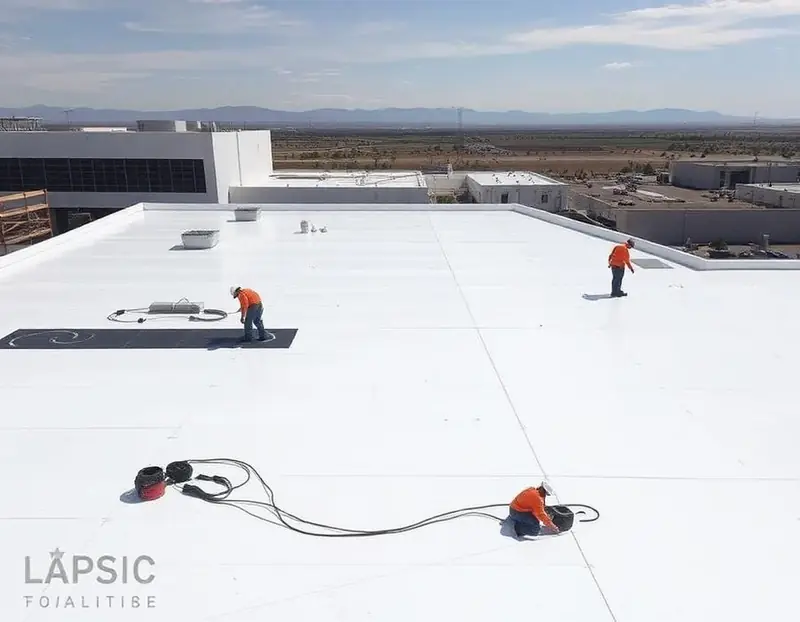TPO commercial roof system on a New Mexico business