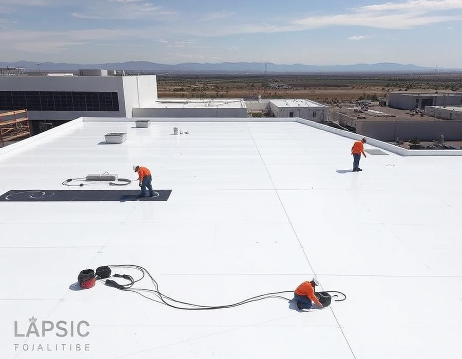 TPO commercial roof system on a New Mexico business