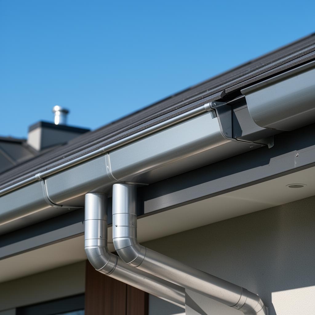 Seamless gutter installation along the roofline